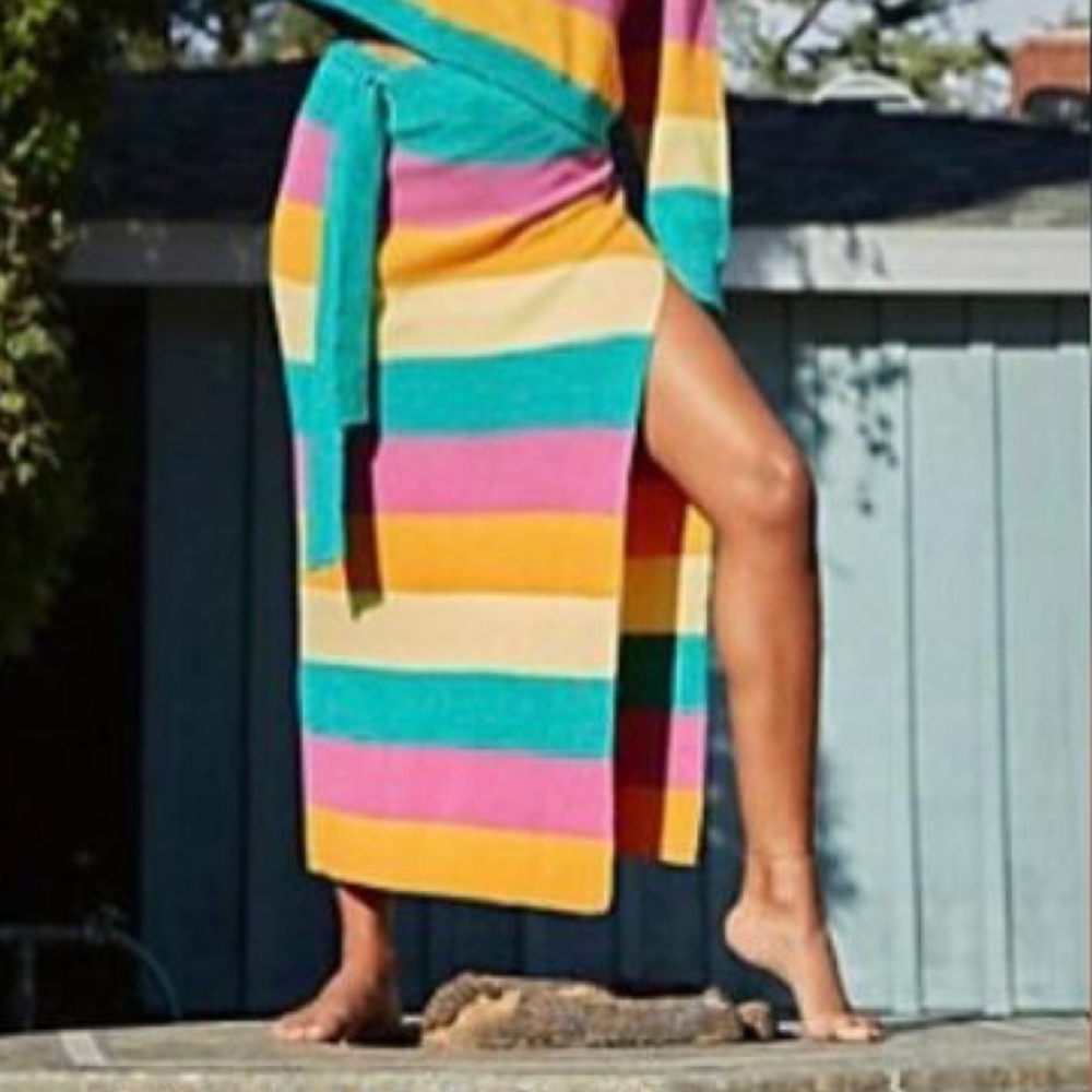 FP Beach Striped Wrap Skirt M